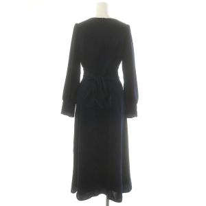 CELFORD ヴィンテージサテンワンピース ロング 長袖 36 紺 ネイビー