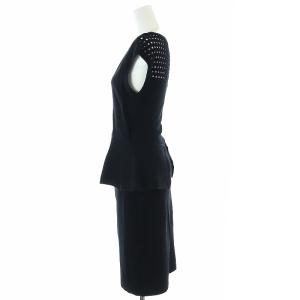 EPOCA ニットタイトノースリーブワンピース ミモレ ロング ペプラム パンチング 40 M 黒 ブラック /AT