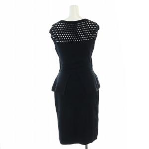 EPOCA ニットタイトノースリーブワンピース ミモレ ロング ペプラム パンチング 40 M 黒 ブラック /AT