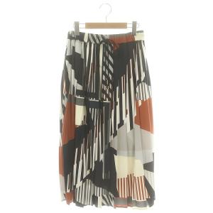 プリントキカプリーツスカート ロング ミモレ 36 マルチカラー