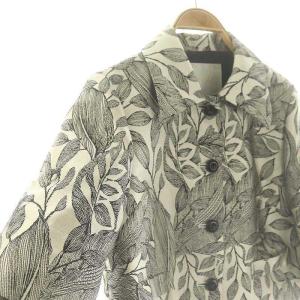 Grace Class 24SS ボタニカルジャガードシャツ 36 白 ホワイト 黒 ブラック