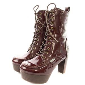 ショートブーツ  レースアップ エナメル M 赤 2600822 /MM OF