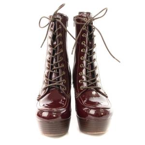YOSUKE ショートブーツ  レースアップ エナメル M 赤 2600822 /MM OF
