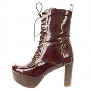 YOSUKE ショートブーツ  レースアップ エナメル M 赤 2600822 /MM OF