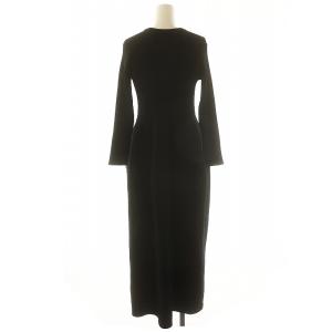 MILA OWEN MILAOWEN 24AW 構築パフスリーブフレアスカートリブニットワンピース 長袖 ロング 0 黒 ブラック /NR OS