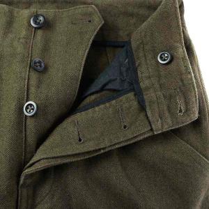 MHL. 24SS WORN LINEN COTTON DRILL パンツ ストレート ボタンフライ 0 XS 茶 ブラウン