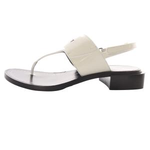 Salvatore Ferragamo パテントレザー バックストラップ トング サンダル 6 23.5cm 白 ホワイト 黒 ブラック NYA