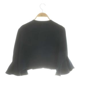 YOKO CHAN YOKOCHAN フリルスリーブ ジャケット ブレザー ノーカラー フロントホック 38 M 紺 ネイビー /YQ OS