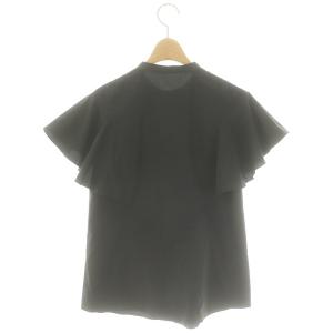 ANAYI 23AW トリアセコットンレースラッフル ブラウス シャツ 前開き 半袖 36 黒 ブラック