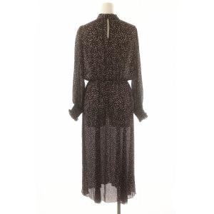 ANAYI スターモチーフプリントタイツキ ワンピース ロング丈 マキシ丈 長袖 リボン付き 36 S 黒 ブラック マルチカラー