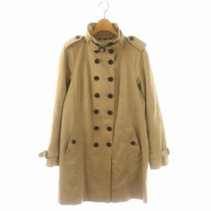 裏地ノバチェック ダブルボタントレンチコート スプリングコート スタンドカラー ミドルロング 38 ベージュ