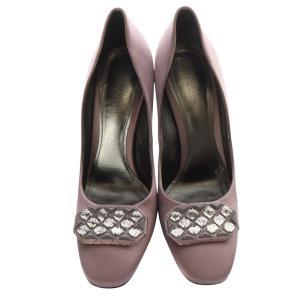 BOTTEGA VENETA ビジュー パンプス ピンヒール 37 24cm 紫 パープル