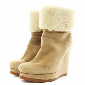 JIL SANDER ムートンブーツ ショートブーツ ウェッジソール 36 ベージュ /AN12 OF