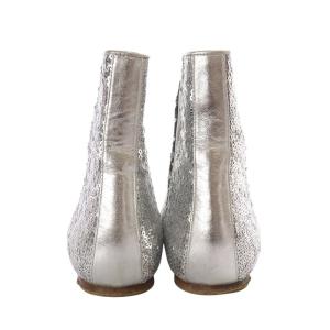 LOEWE サイドゴアブーツ ショート フラット スパンコール 38 25cm シルバー色 /YO16