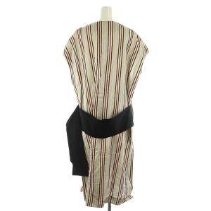 JIL SANDER ストライプ サテン サイドスリット ノースリーブドレス ワンピース 36