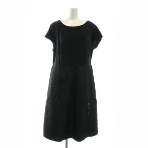 PRADA ボレロ付き フラワービジュードッキングワンピース 44 ブラック