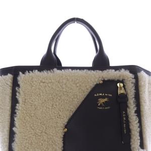 A.D.M.J. ボア ライダースポケットトートバッグ ブラウン べージュ