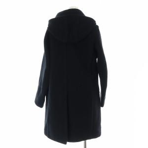 DANTON ウールモッサー シングル丸襟コート ラウンドカラー ロング 36 S 紺 ネイビー