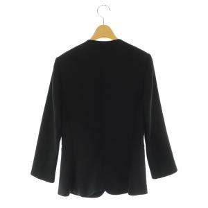 Theory ADMIRAL CREPE LINDRAYIA B ノーカラージャケット 八分袖 ボタンレス 総裏地 ストレッチ 0 黒 ブラック