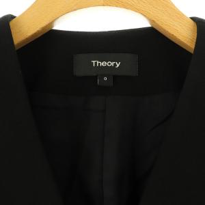 Theory ADMIRAL CREPE LINDRAYIA B ノーカラージャケット 八分袖 ボタンレス 総裏地 ストレッチ 0 黒 ブラック
