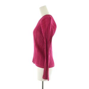 PLEATS PLEASE ISSEY MIYAKE イッセイミヤケ 長袖 クルーネック カットソー プリーツ 3 マゼンタピンク