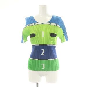 イッセイミヤケ 跳び箱柄 半袖 クルーネック カットソー  3 マルチカラー