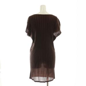 PLEATS PLEASE ISSEY MIYAKE フレンチスリーブ クルーネック チュニックカットソー 3 茶 ブラウン