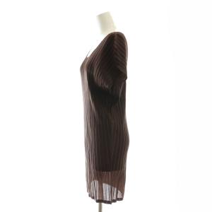 PLEATS PLEASE ISSEY MIYAKE フレンチスリーブ クルーネック チュニックカットソー 3 茶 ブラウン