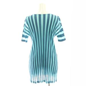PLEATS PLEASE ISSEY MIYAKE イッセイミヤケ 半袖 Vネック チュニックカットソー 半袖 プリーツ 3 水色 青 ライトブルー ブルー