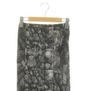 PLEATS PLEASE ISSEY MIYAKE イッセイミヤケ 木の柄転写プリント 変形 マーメイドスカート 5 ブラック グレー