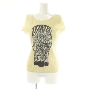 イッセイミヤケ しまうま柄 カットソー プリーツ 3 イエローベージュ