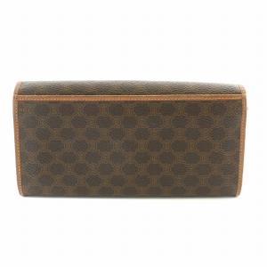 CELINE ヴィンテージ 長財布 ロングウォレット 二つ折り レザー ロゴ トリオンフ マカダム柄 茶 ブラウン