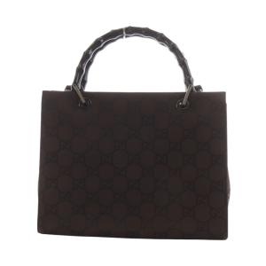 GUCCI バンブー トートバッグ 2way GG ブラウン ブラック