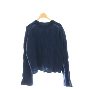 Theory CASHMERE CROP PO CABLE ニット セーター 長袖 カシミヤ ケーブル編み S 紺 ネイビー
