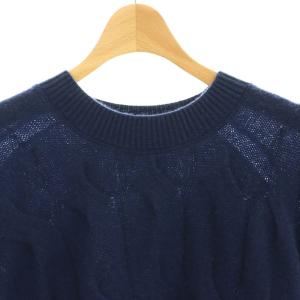 Theory CASHMERE CROP PO CABLE ニット セーター 長袖 カシミヤ ケーブル編み S 紺 ネイビー
