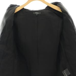 Theory SOFT LEATHER/ZIP UP JKT レザージャケット  アウター ジップアップ フード P 黒 ブラック