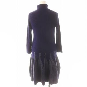 LANVIN en Bleu ニットワンピース 膝丈 タートルネック 長袖 38 紫 パープル
