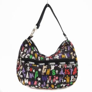 ハンドバッグ ナイロン 総柄 黒 ブラック マルチカラー /UD