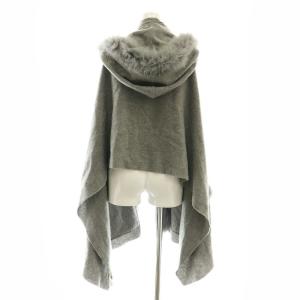 GRACE CONTINENTAL カシミヤフォックスファートリミングストール フード F グレー
