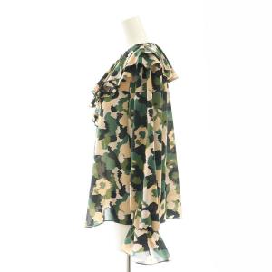 Grace Class カモプリントフリルブラウス 長袖 36 カーキ 黒 ベージュ