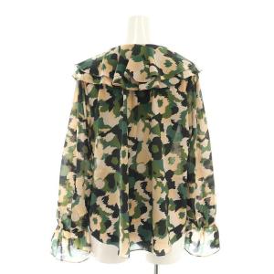 Grace Class カモプリントフリルブラウス 長袖 36 カーキ 黒 ベージュ