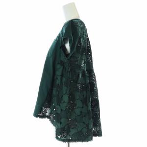 sacai バックハートレース切り替えトップス カットソー 半袖 ポケット 2 M 緑 グリーン