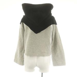 Diagram GRACE CONTINENTAL 24AW ボア切替裏毛トップ パーカー 長袖 プルオーバー ショート丈 クロップド丈 36 黒 ブラック グレー