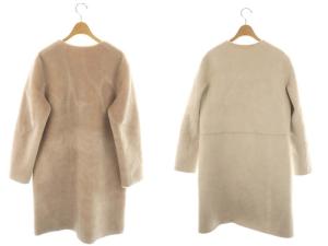 ANAYI エコファーリバーシブルコート ノーカラー フェイクムートン アウター 36 ベージュ