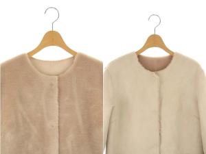 ANAYI エコファーリバーシブルコート ノーカラー フェイクムートン アウター 36 ベージュ