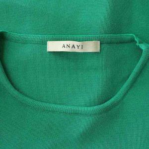 ANAYI ニット カットソー パワーショルダー 七分袖 38 緑 グリーン