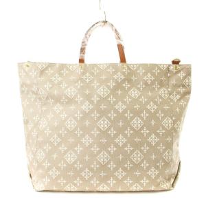 russet タグ付き ビッグトートバッグ 2WAY 総柄 キャンバス グレージュ