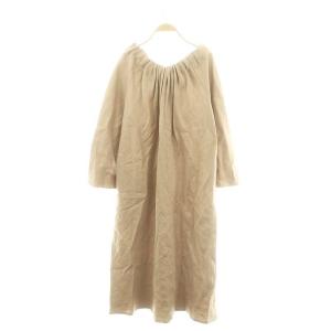 Deuxieme Classe attentive dress ドレス ワンピース 長袖 ロング マキシ丈 麻 リネン ベージュ /KO