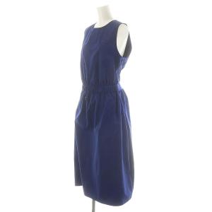 LACOSTE バックオープンタンクトップドレス ワンピース ロング ミモレ丈 ノースリーブ 38 青 ブルー