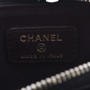 CHANEL 22C マトラッセ クラシック ココマーク ジップコインケース キャビアスキン ブラック 22番台